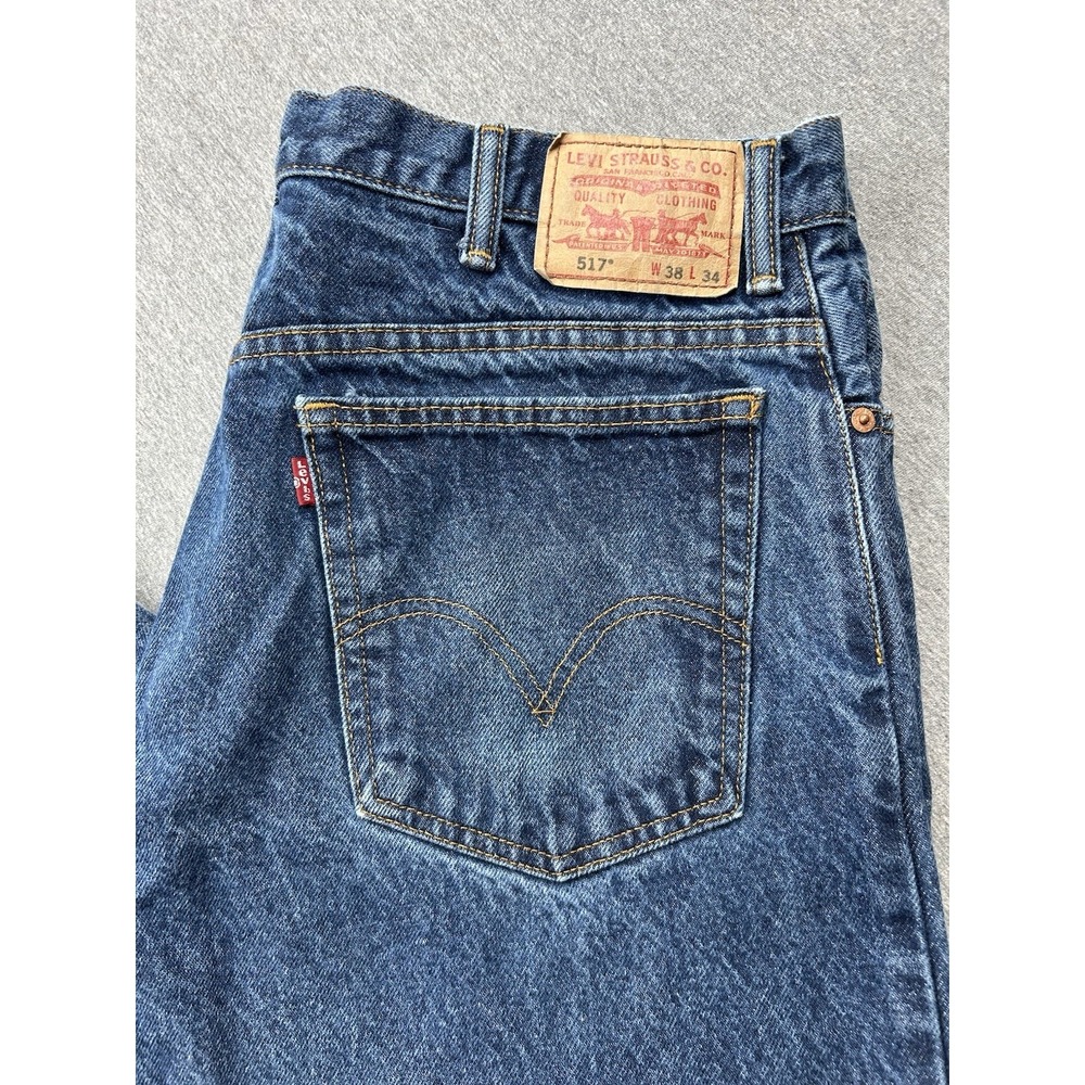 Levi's 517 Jeans Men's 38x32 Bootcut Dark Wash 100% Cotton Denim Pants - Picture 2 of 16